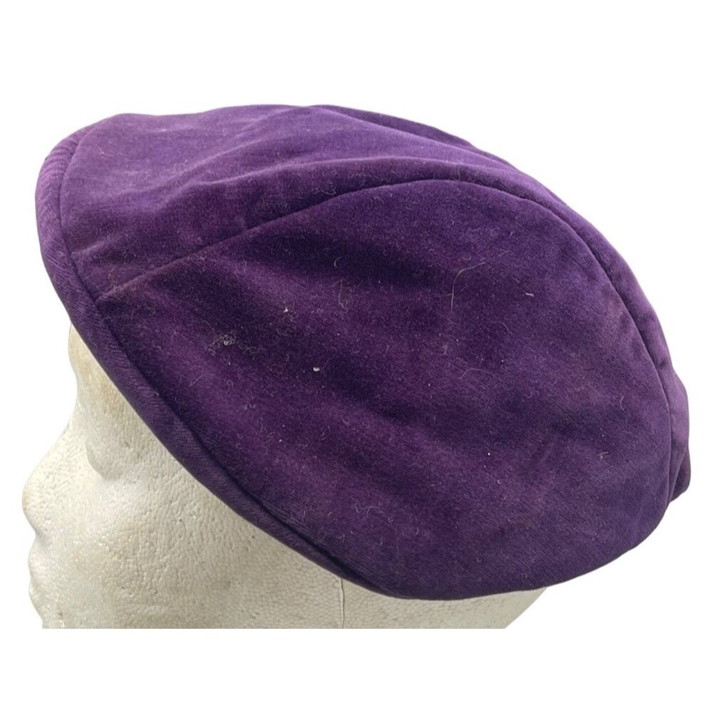 vintage cabbie paper boy hat Halloween costume theater purple READ